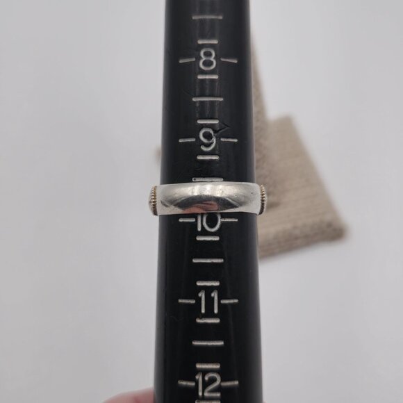 Size 9.75 Sterling Silver & 18kt Gold Unique Pattern Ring A2105 - Picture 6 of 8